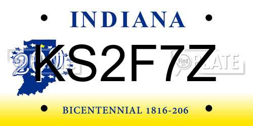 KS2F7Z Indiana License Plate