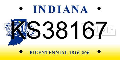 KS38167 Indiana License Plate