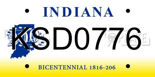 KSD0776 Indiana License Plate