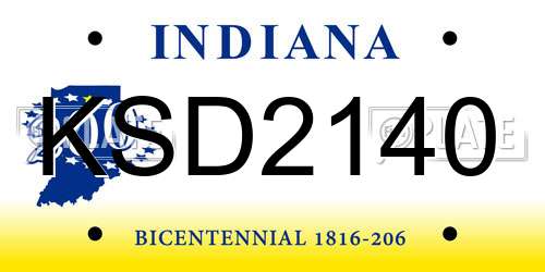 KSD2140 Indiana License Plate