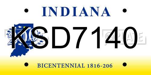 KSD7140 Indiana License Plate