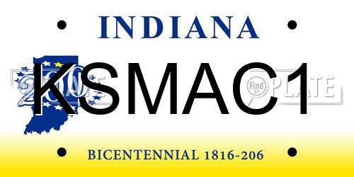 KSMAC1 Indiana License Plate
