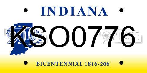 KSO0776 Indiana License Plate