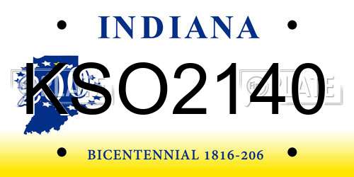 KSO2140 Indiana License Plate