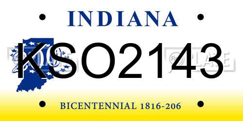 KSO2143 Indiana License Plate