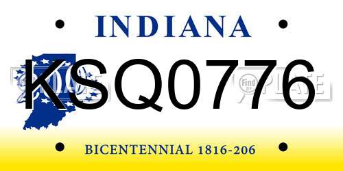 KSQ0776 Indiana License Plate