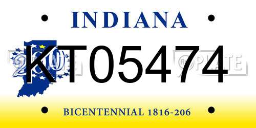KT05474 Indiana License Plate