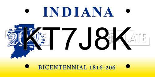 KT7J8K Indiana License Plate