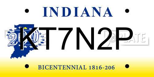 KT7N2P Indiana License Plate