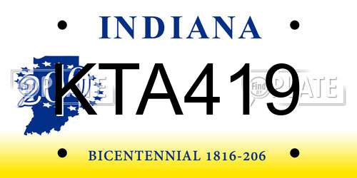 KTA419 Indiana License Plate