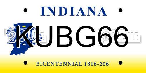 KUBG66 Indiana License Plate