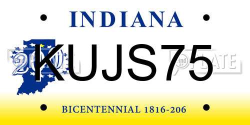 KUJS75 Indiana License Plate