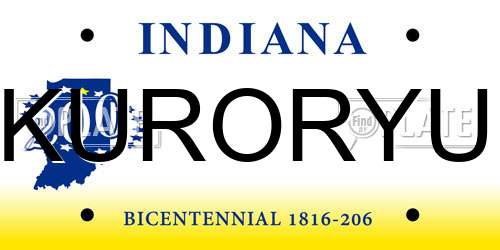 KURORYU Indiana License Plate