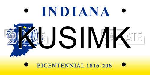 KUSIMK Indiana License Plate