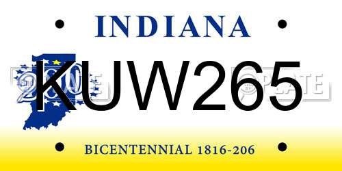 KUW265 Indiana License Plate