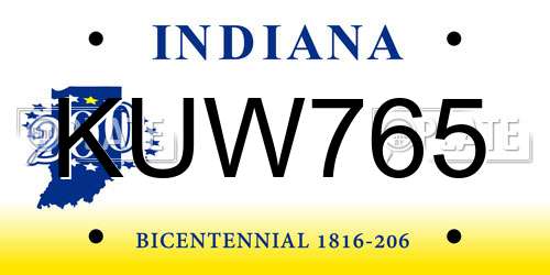 KUW765 Indiana License Plate