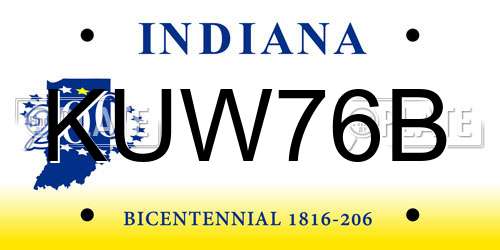 KUW76B Indiana License Plate
