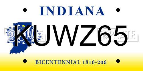 KUWZ65 Indiana License Plate