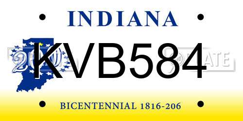 KVB584 Indiana License Plate