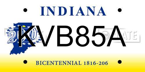 KVB85A Indiana License Plate