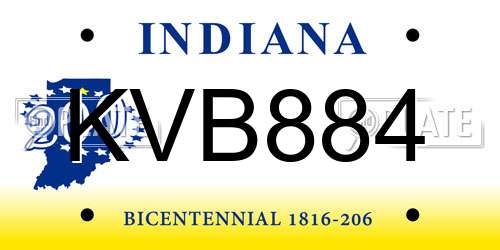 KVB884 Indiana License Plate