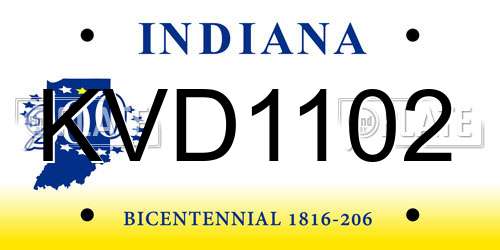 KVD1102 Indiana License Plate