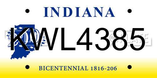 KWL4385 Indiana License Plate