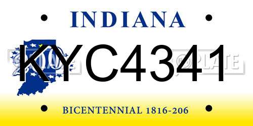 KYC4341 Indiana License Plate