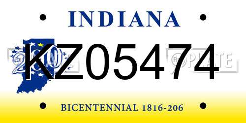 KZ05474 Indiana License Plate