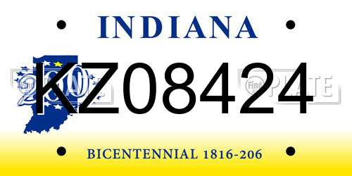 KZ08424 Indiana License Plate