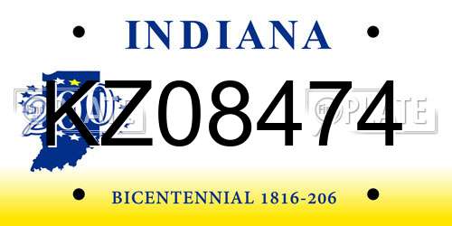 KZ08474 Indiana License Plate