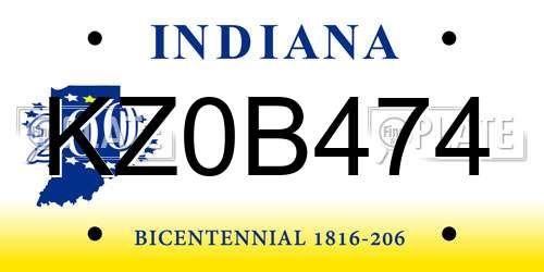KZ0B474 Indiana License Plate