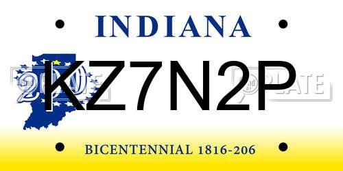 KZ7N2P Indiana License Plate