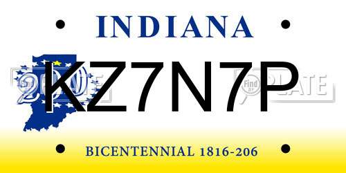 KZ7N7P Indiana License Plate