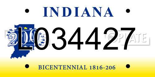 L034427 Indiana License Plate