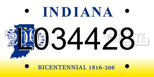 L034428 Indiana License Plate