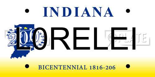 L0RELEI Indiana License Plate
