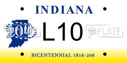 L10 Indiana License Plate