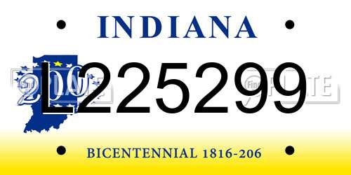 L225299 Indiana License Plate