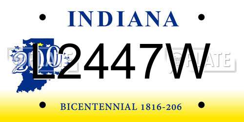 L2447W Indiana License Plate