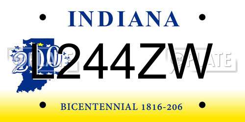 L244ZW Indiana License Plate