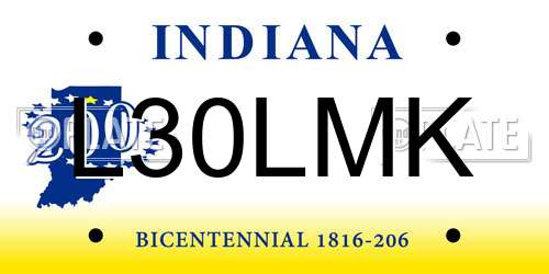 L30LMK Indiana License Plate