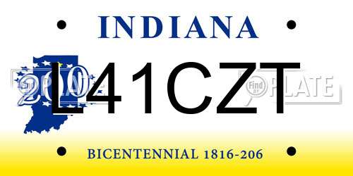 L41CZT Indiana License Plate