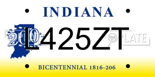 L425ZT Indiana License Plate