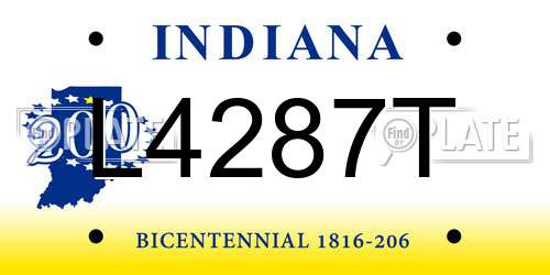 L4287T Indiana License Plate