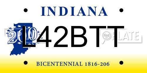 L42BTT Indiana License Plate