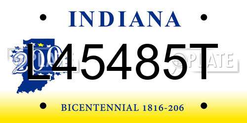 L45485T Indiana License Plate