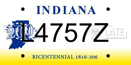 L4757Z Indiana License Plate