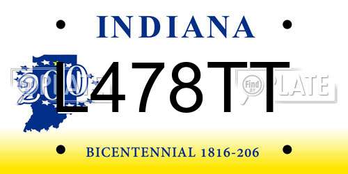 L478TT Indiana License Plate
