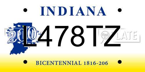L478TZ Indiana License Plate